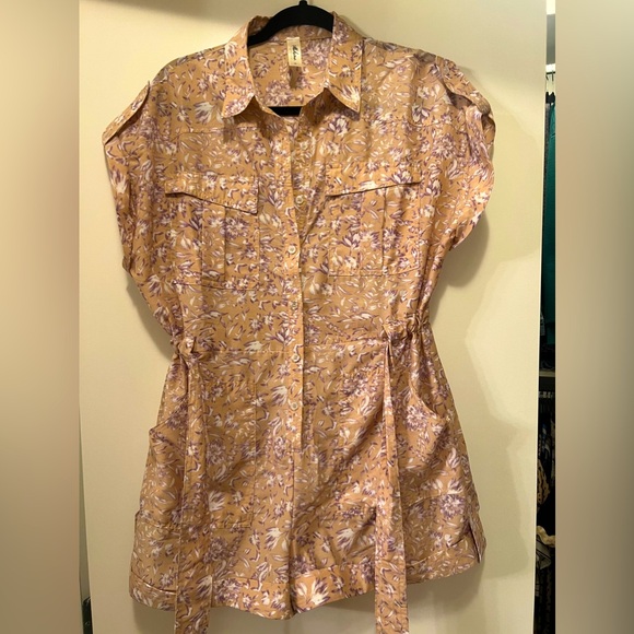 Mahina pink/lavender/white Tie Up Romper - Picture 1 of 5